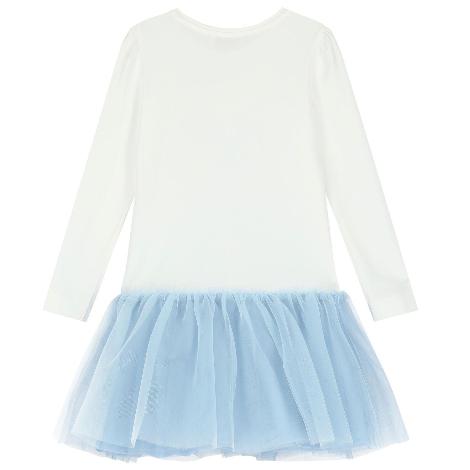 Girls White & Blue Teddy Tulle Dress, 1, hi-res image number null